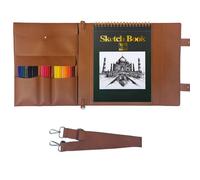INNOYUMLIN Housse de carnet de croquis en cuir pour carnet de croquis de 22,9 x 30,5 cm, support de planche à croquis de voyage, trousse à crayons, support de carnet de croquis pour peintre (taille L)