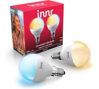 innr Ampoule Connectée E14, Blanc Chaud à Froid, pour Hue* et hubs Zigbee | LED Lampe, mini globe, 2000K-6500K, 460 lumens, Intensité Variable, 2-pack