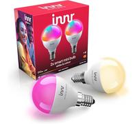 innr Ampoule Connectée E14, White & Colour, pour Hue* & hubs Zigbee, 2-pack | LED Lampe, mini globe, Blanc et Couleur, 16 Millions de Couleurs, RGB Lampe , 510 lumens, Intensité Variable