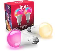 innr Ampoule Connectée E27, White & Color, pour Hue* et hubs Zigbee, 2-pack | LED Lampe, Blanc et Couleur, 16 Millions de Couleurs, RGB Lampe, 50% de luminosité en plus, 1210 lumens, Intensité Variable