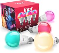 innr Ampoule Connectée Zigbee E27, Fonctionne avec Hue* et Alexa (Pont Requis), Ampoule LED Blanc et Couleur, 16 Millions de Couleurs, RGB Lampe, Intensité Variable, 880 lumens - 4 Pièces