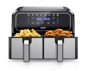 Innsky Friteuse Sans Huile Dual Zone, 8L Air Fryer avec 8 Programmes, Friteuse à Air XXL avec Double Panier, Airfryer Écran Tactile LED, Recettes Françaises