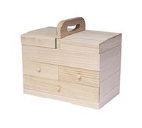 INNSPIRO 21570 Boîte à couture en bois de balse 3 tiroirs 34 x 20 x 31 cm.