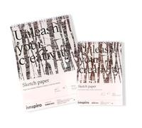 INNSPIRO Lot de 2 blocs de papier à croquis A4 et A3, 30 feuilles 160 g, sans acides, grain moyen, idéal pour le dessin, le charbon, les crayons et les techniques sèches, texture fine pour étudiants