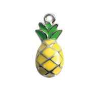 INNSPIRO Pendentif métallique NICE CHARMS ananas jaune et vert 9x17mm. 25u., 13mm., Métal, Pas de gemme