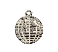 INNSPIRO Pendentif métallique NICE CHARMS monde blanc diam. 14 mm. 25u., 17x15mm., Métal, Pas de gemme