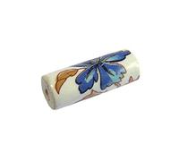 INNSPIRO Perle céramique cylindre décoré blanc avec fleur bleue et brun diam. 12x30mm. 50u..