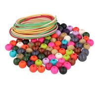 INNSPIRO Perles en bois boule couleurs assorties 10 mm et 5 m. Fil coton 500u. Env.