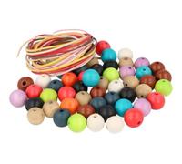 INNSPIRO Perles en bois boule couleurs assorties 15 mm et 5 m. Fil coton 300 u. Env.