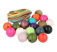 INNSPIRO Perles en bois boule couleurs assorties 25 mm et 5 m. Fil coton 100 u. Env.