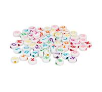 INNSPIRO Perles en plastique rondes lettres blanches couleurs assorties 7mm. 1200u