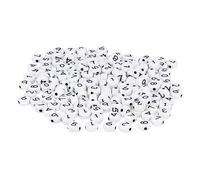 INNSPIRO Perles en plastique rondes numéros blanc noir 7 mm. Diamètre intérieur : 1,2 mm. 1200u. Pot (99640)