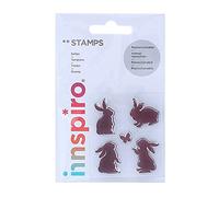 INNSPIRO Set de tampons acryliques lapins et papillons 5,3 x 6 cm.