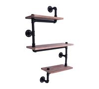 innytund Étagère murale vintage industrielle à 3 niveaux en bois - Étagère de rangement murale pour salon, chambre à coucher, couloir, salle de bain, hôtel et bar