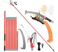 Inoamity Coupe Branche Telescopique 9m, 2 en 1 Scie à Élaguer Extensible Manuelles Élagueuse sur Perche Professionnelle pour Palmiers, Vergers, Lame en Acier 65Mn Renforcé