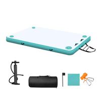 Inoamity Plateforme Flottante Gonflable avec Pompe Manuelle à Haute Pression - Quai Flottant pour Piscine, Lac & Mer | Portance 230kg (2-3 Personnes) | Tapis Flottant pour Fête, Yoga & Pêche(2*1.5m)