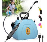 Inoamity Pulvérisateur Électrique à Pression 8L avec Lance Télescopique et 3 Buses, Batterie Rechargeable 1500mAh - Idéal pour Jardin, Terrasse, Désinfection, Nettoyage Toiture et Voiture