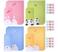 Inodiref 24 Pièce Papier à Lettre et 12 Enveloppes Mignons avec 36 Autocollants Set Animaux pour Invitations