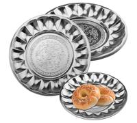 inodiref 5 Pièces Plats de Service en Inox 25 cm Plats Ronds en Acier Inoxydable Rétro élégant Plat de Service Rond Assiettes à Barbecue Plateau à Fruits Convient pour Pique-nique Camping Randonnée