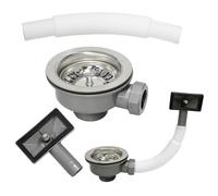 Inodiref Bonde d'évier 114 mm, acier inoxydable, résistance aux hautes températures