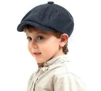 INOGIH Bonnet de journal en laine pour enfant garçon - Béret plat en tweed vintage pour tout-petits, garçons et filles (4 à 9 ans)