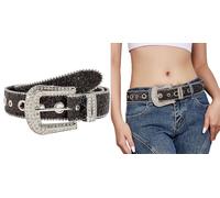INOGIH Ceinture de luxe à paillettes style cowboy style cowboy avec strass pour jeans, pantalons, robes, Noir, 105cm/Suit for 28''-37'' Waist