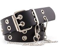 INOGIH Ceinture en cuir à double œillets pour femme avec chaîne pour jeans et robes, taille unique