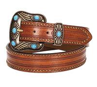 INOGIH Ceinture réglable style cowboy vintage occidental pour femmes et hommes, ceinture avec boucle gravée style cowboy pour jeans, pantalons et robes, Chameau, Adjustable, fits waist sizes 28" to 37