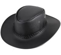 INOGIH Chapeau de cowboy pour homme en cuir PU avec bande de chapeau, noir, 58 EU