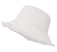 INOGIH Chapeau de seau en coton lavé vieilli chapeau de soleil d'été chapeau de pêcheur à large bord, couleur unie (circonférence du chapeau: 56-58 cm), Blanc, 56-58