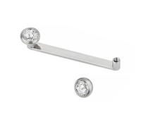Inoki - Agrafe plate Titane 90 degrés 2mm vis interne avec disque cristal 4mm - Jonc/Tige 1.6 mm, Long. int. 10 mm, Diamètre 4 mm