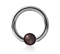 Inoki - Anneau acier avec boule pierre Grenat - Jonc/Tige 2 mm, Diamètre 18 mm, Boule 6 mm