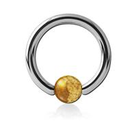 Inoki - Anneau acier avec boule pierre Jaspe Paysage - Jonc/Tige 1.6 mm, Diamètre 10 mm, Boule 6 mm