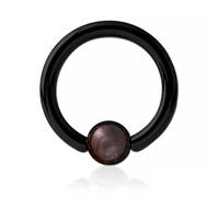 Inoki - Anneau acier noir avec boule pierre Grenat - Jonc/Tige 1.2 mm, Diamètre 8 mm, Boule 4 mm