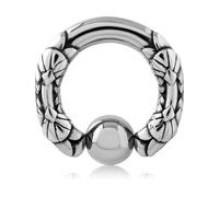 Inoki - Anneau boule acier Couronne de Feuilles