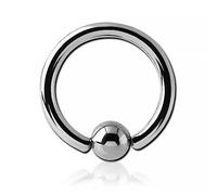 Inoki - Anneau boule acier - Jonc/Tige 2.5 mm, Diamètre 16 mm, Boule 6 mm