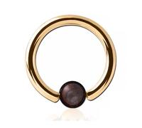 Inoki - Anneau plaqué or 18k avec boule pierre Grenat - Jonc/Tige 1.6 mm, Diamètre 10 mm, Boule 4 mm