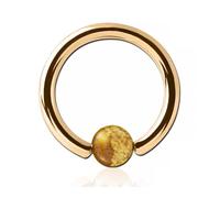 Inoki - Anneau plaqué or 18k avec boule pierre Jaspe Paysage - Jonc/Tige 1.6 mm, Diamètre 8 mm, Boule 4 mm