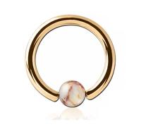 Inoki - Anneau plaqué or 18k avec boule pierre Jaspe Red Network - Jonc/Tige 1.6 mm, Diamètre 12 mm, Boule 4 mm