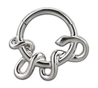 Inoki - Anneau segment clicker titane Serpent - Jonc/Tige 1.2 mm, Diamètre 10 mm