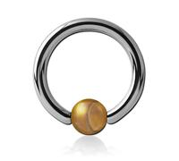 Inoki - Anneau titane avec boule pierre Jaspe Bois - Jonc/Tige 1.2 mm, Diamètre 10 mm, Boule 4 mm