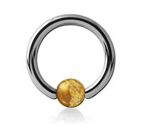 Inoki - Anneau titane avec boule pierre Jaspe Paysage - Jonc/Tige 1.6 mm, Diamètre 16 mm, Boule 6 mm