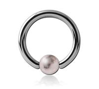 Inoki - Anneau titane avec boule pierre Jaspe Zébré Rose - Jonc/Tige 1.2 mm, Diamètre 10 mm, Boule 4 mm