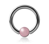 Inoki - Anneau titane avec boule pierre Quartz Rose - Jonc/Tige 2 mm, Diamètre 16 mm, Boule 6 mm
