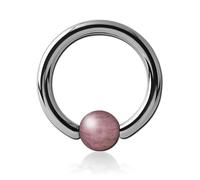 Inoki - Anneau titane avec boule pierre Rhodonite - Jonc/Tige 4 mm, Diamètre 14 mm, Boule 6 mm