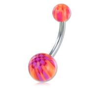 Inoki - Banane de nombril acrylique Psyché - Jonc/Tige 1.6 mm, Long. int. 10 mm, Boule 5 mm - Violet & Orange