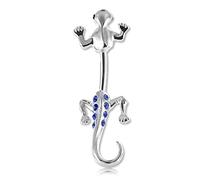 Inoki - Banane nombril argent cristal autrichien Salamandre Passthru - Jonc/Tige 1.6 mm, Long. int. 8 mm - Saphir