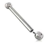 Inoki - Barbell long acier avec boules - Ampallang Apadravya Industriel - Jonc/Tige 2.5 mm, Long. int. 35 mm, Boule 6 mm