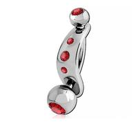 Inoki - Bouclier intime acier Strass pour capuchon du clitoris - Jonc/Tige 1.6 mm, Long. int. 12 mm, Boule 4 mm - Siam Clair