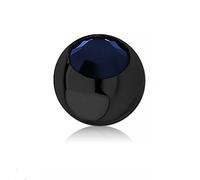 Inoki - Boule acier noir cristal autrichien pour 1.6mm - Jonc/Tige 1.6 mm, Boule 5 mm - Bleu Métallique